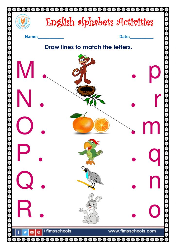 english match the letters a z activities preschool