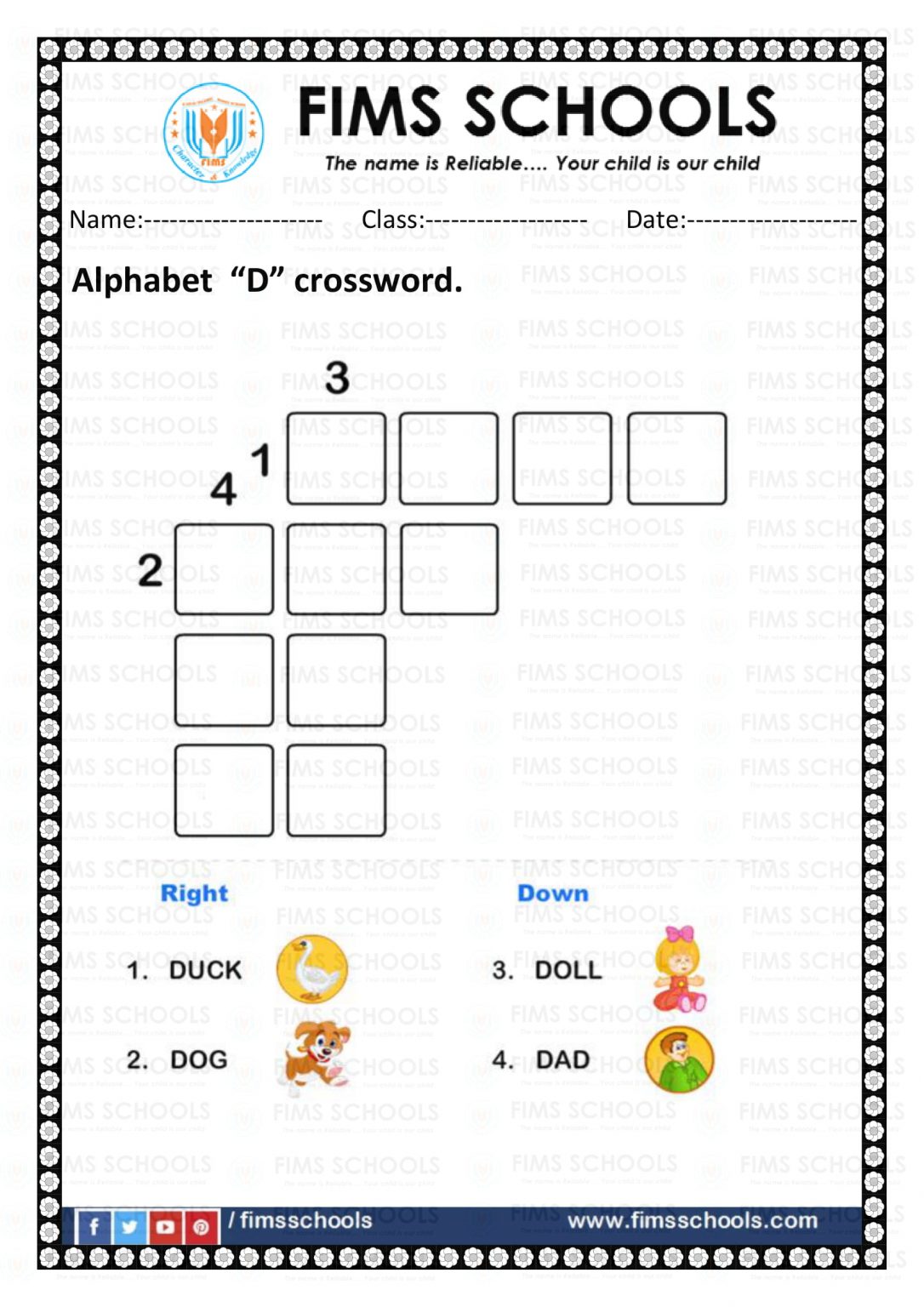 Alphabet A - Z crossword - Preschool FIMS SCHOOLS - Alphabet A - Z ...