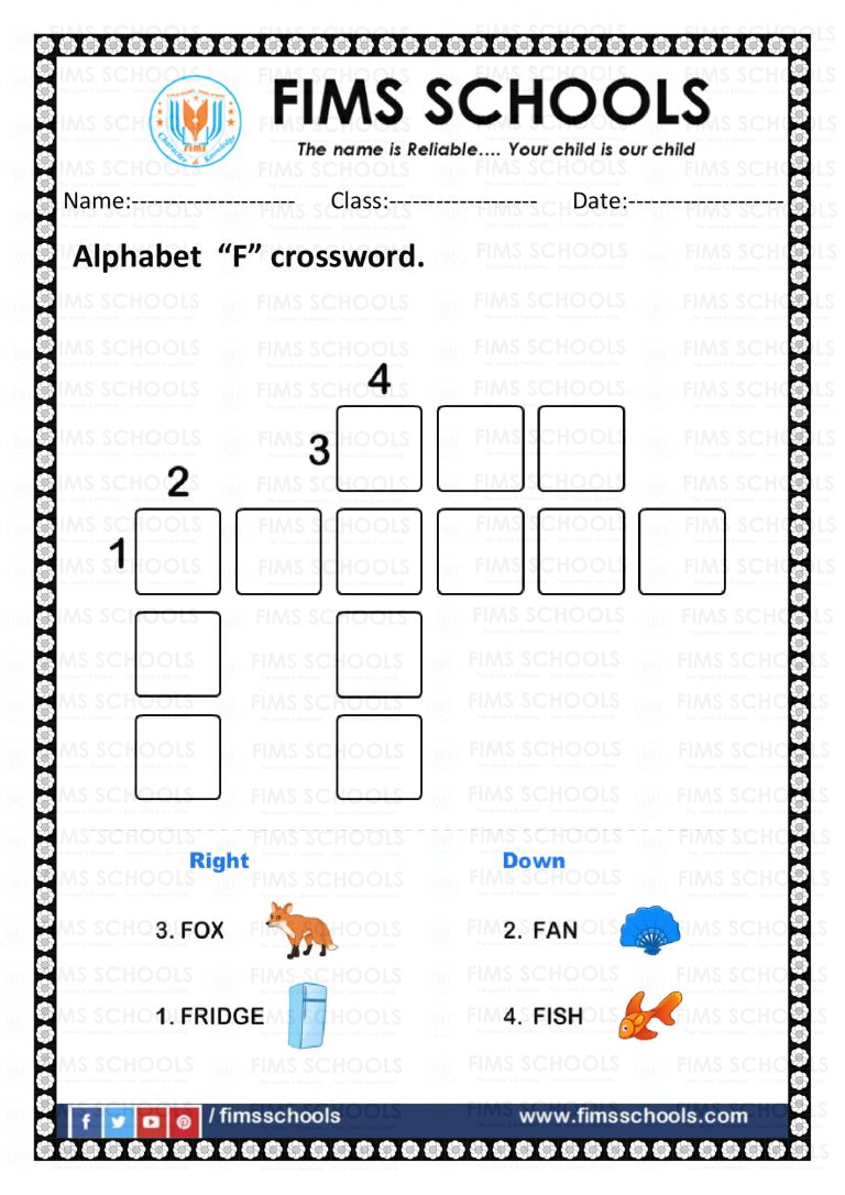 Alphabet A - Z crossword - Preschool FIMS SCHOOLS - Alphabet A - Z ...