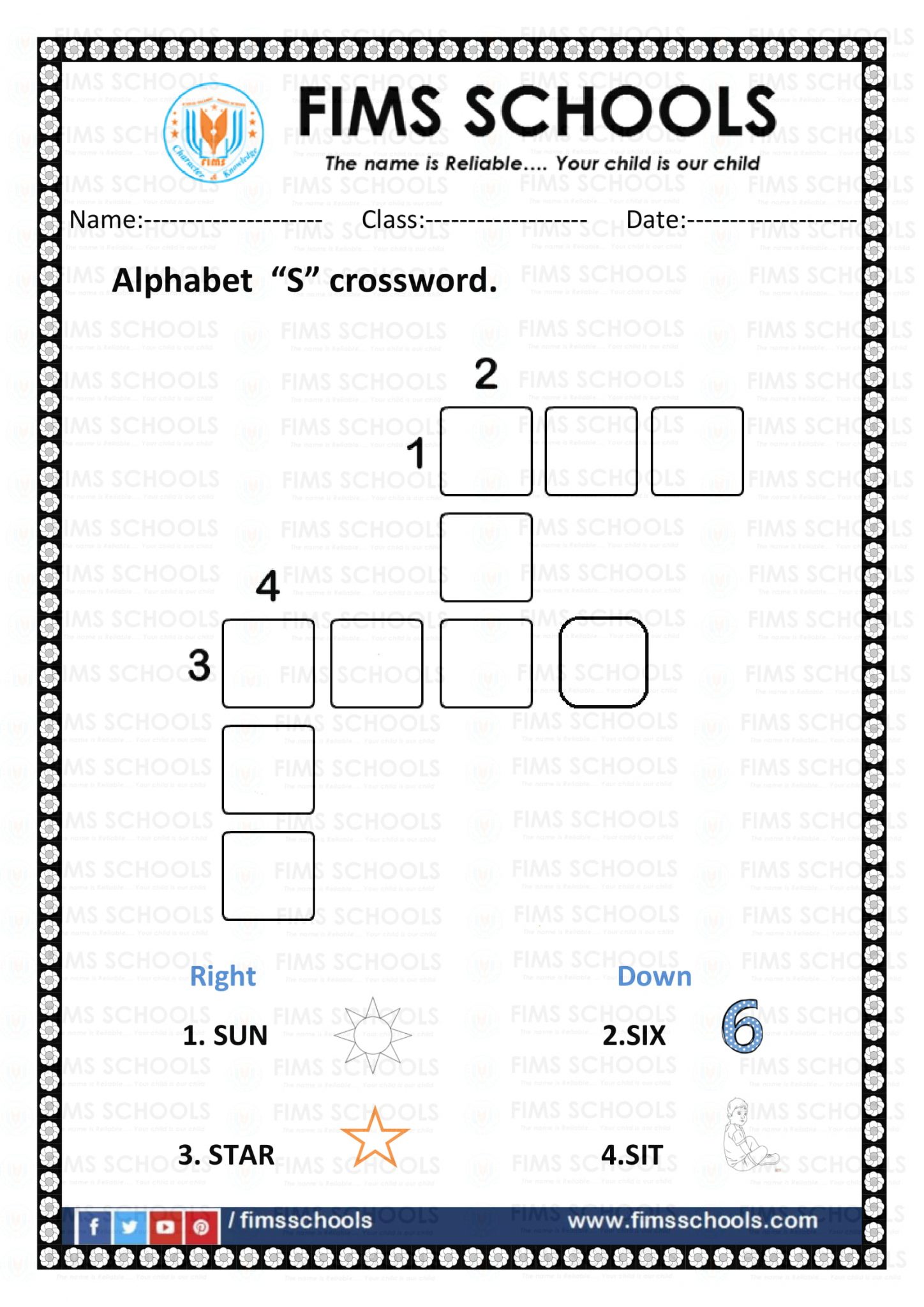 Alphabet A - Z crossword - Preschool FIMS SCHOOLS ...