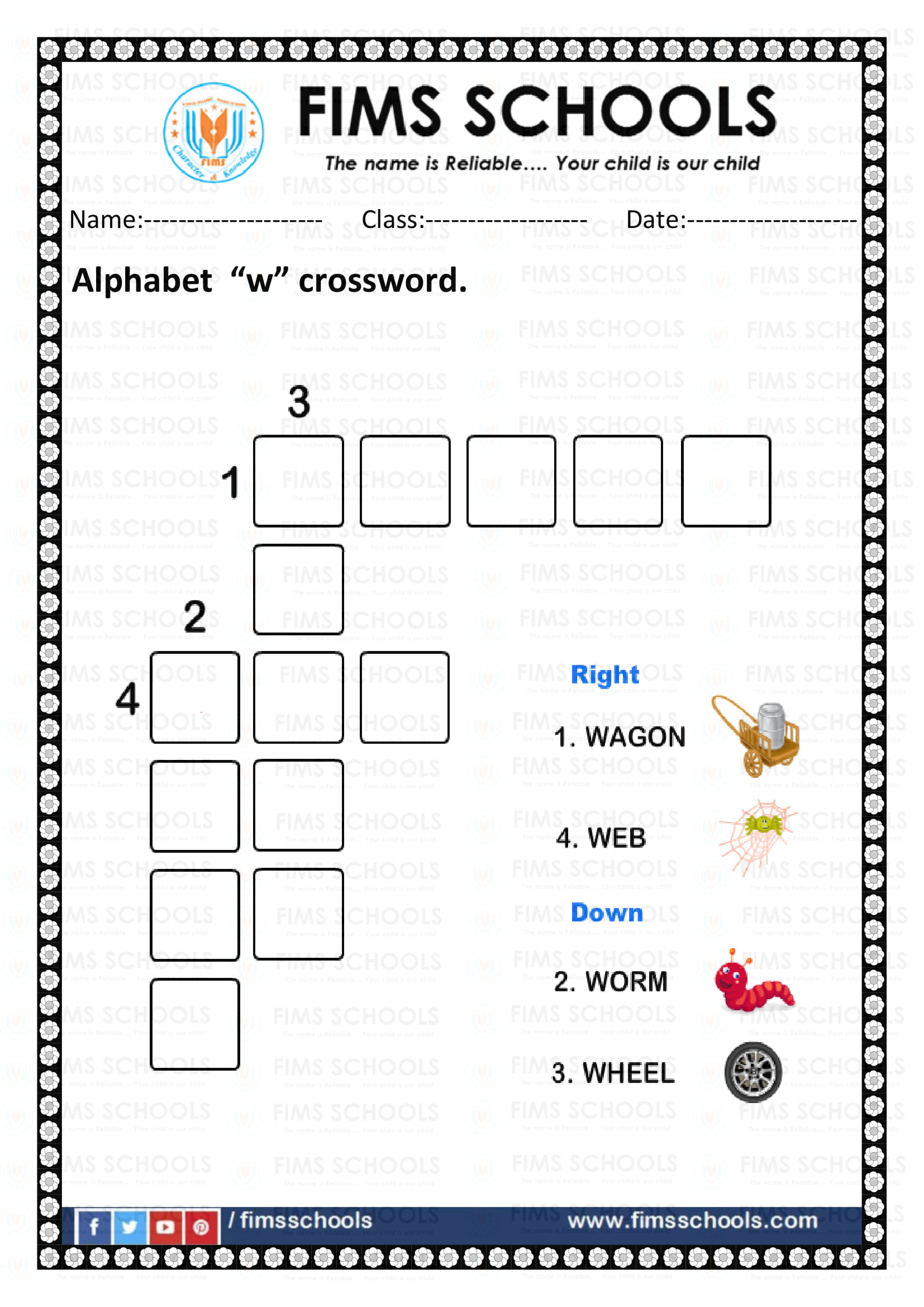 Alphabet A - Z crossword - Preschool FIMS SCHOOLS ...