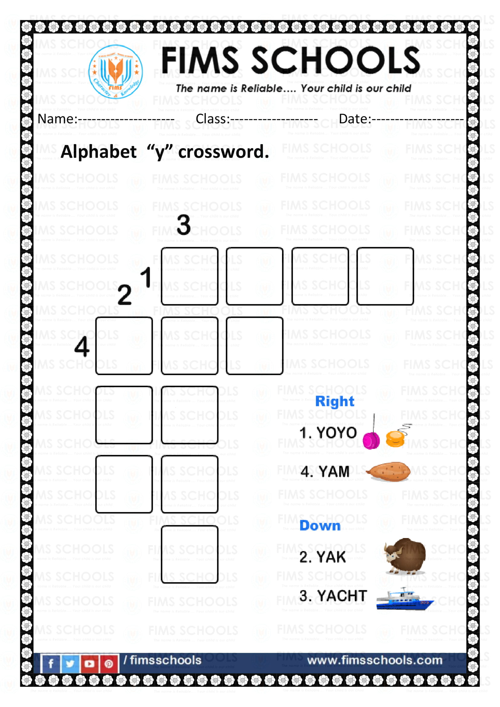 Alphabet A - Z crossword - Preschool FIMS SCHOOLS ...