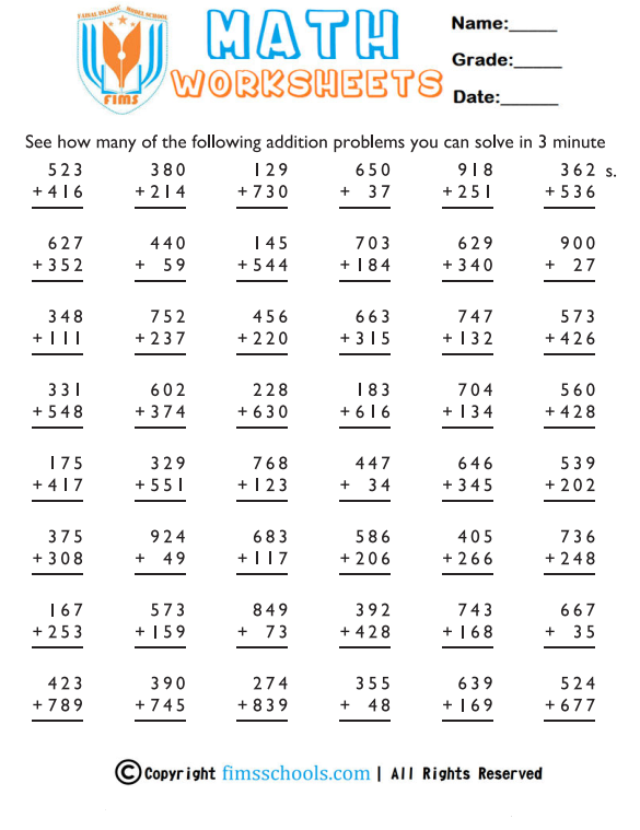 3-minute-math-drill-addition fimsschools