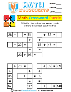 addition-crossword fimsschools