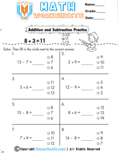 answer-addition-subtraction fimsschools