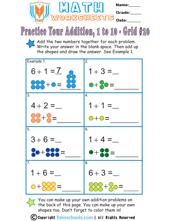 count-dots-singledigit-addition-20 fimsschools