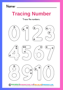 Number Tracing Worksheet 1- 10