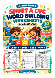 Short A CVC Word Building Worksheets, Bundle 03 cover, choose build read and write activities